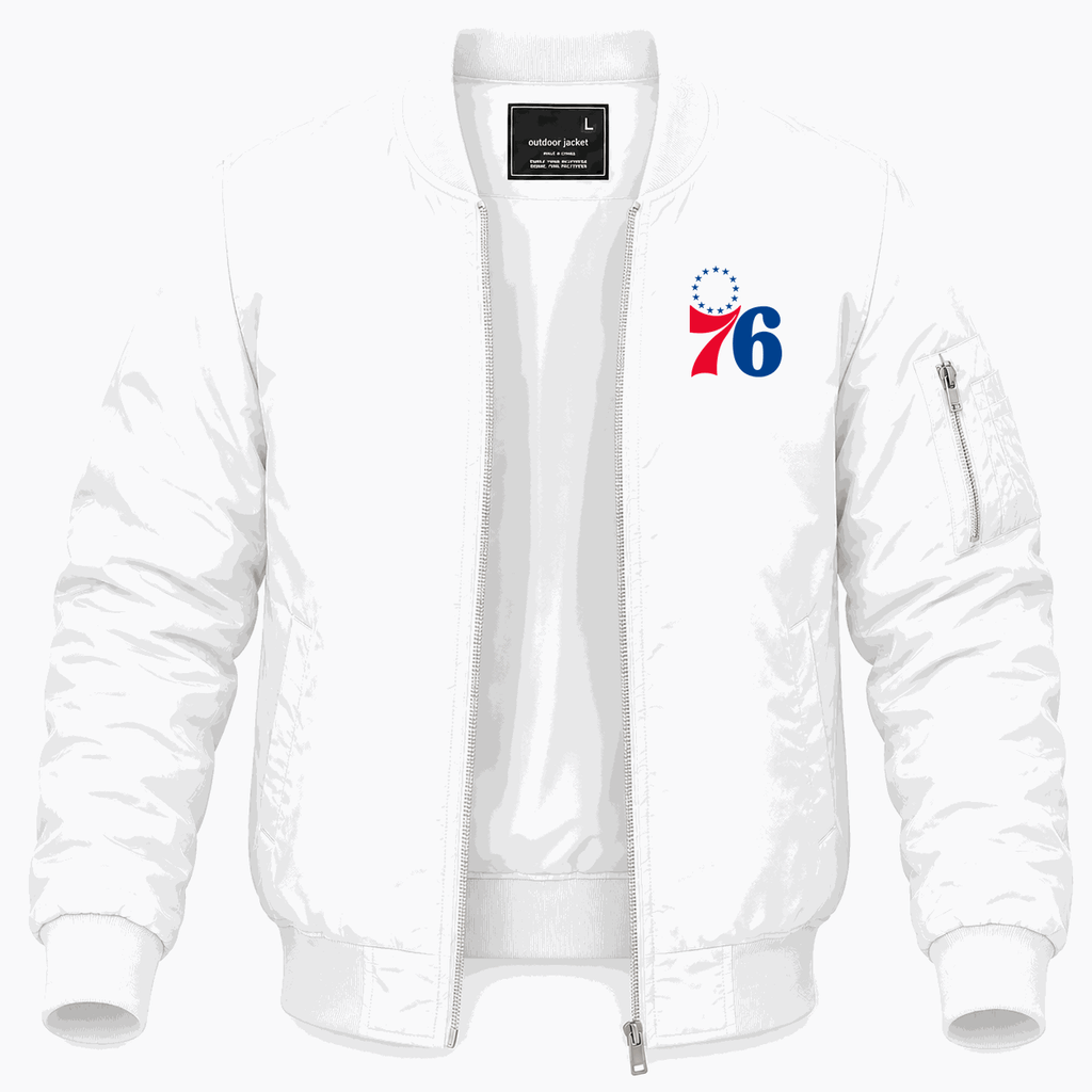 Men's Philadelphia 76ers Lightweight Bomber Jacket - White
