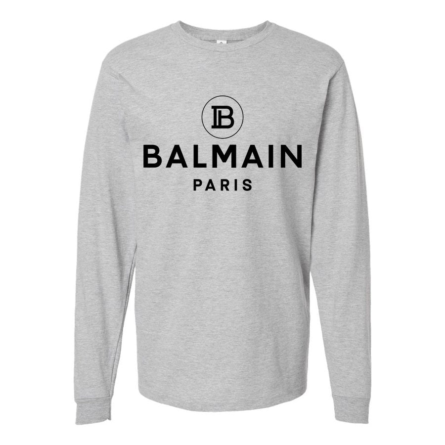 Men's Balmain Paris Long sleeves Cotton Blend T-Shirt - Gray