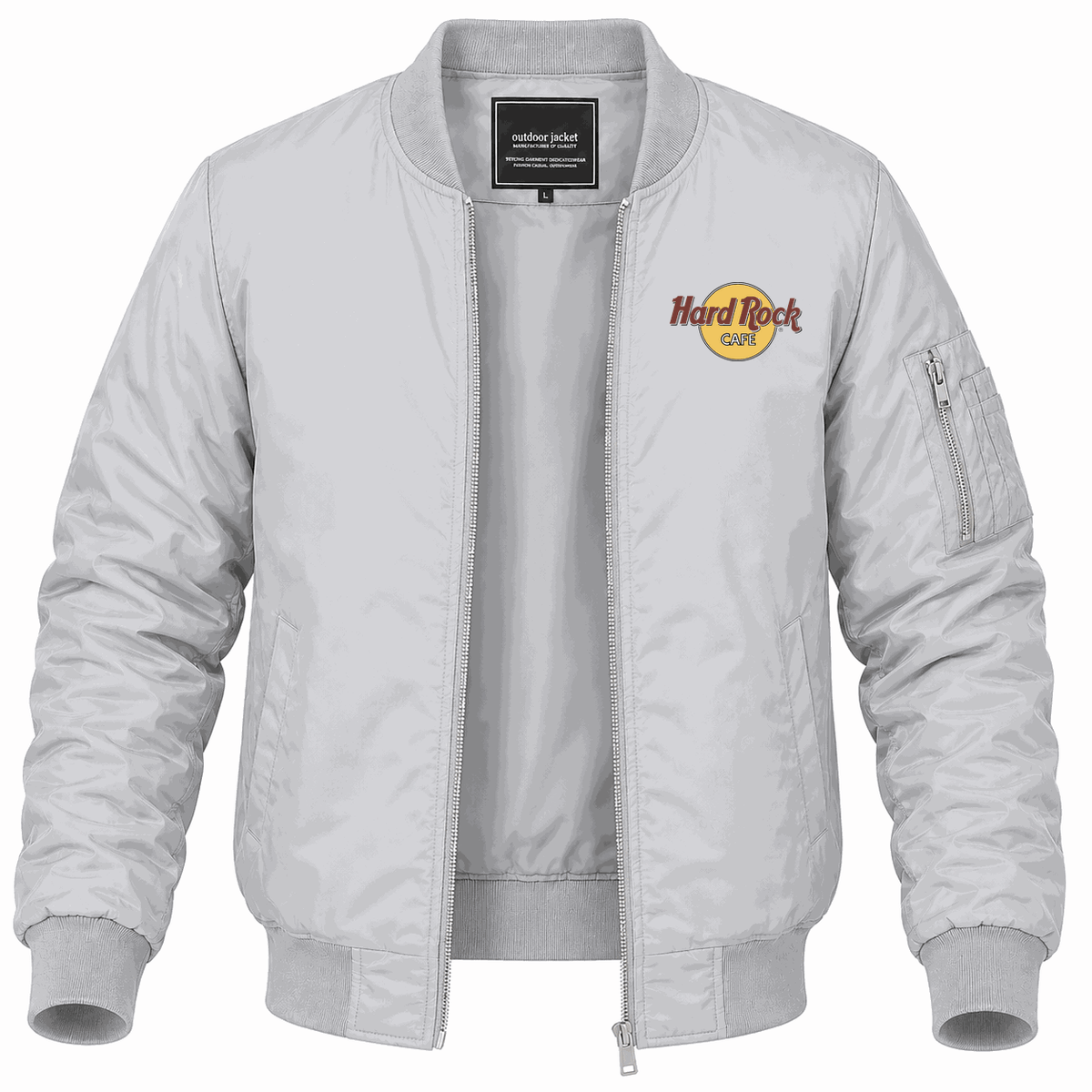 Men's Hard Rock Cafe Lightweight Bomber Jacket - Gray
