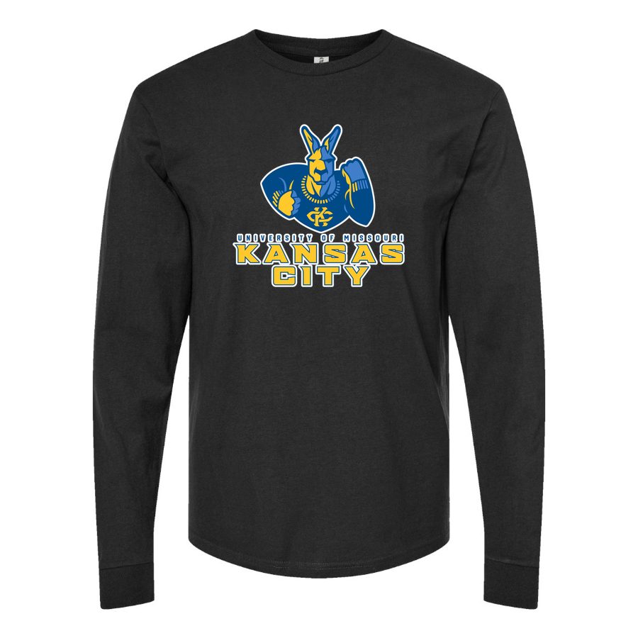 Men's UMKC Kangaroos Logo Long sleeves Cotton Blend T-Shirt - Black