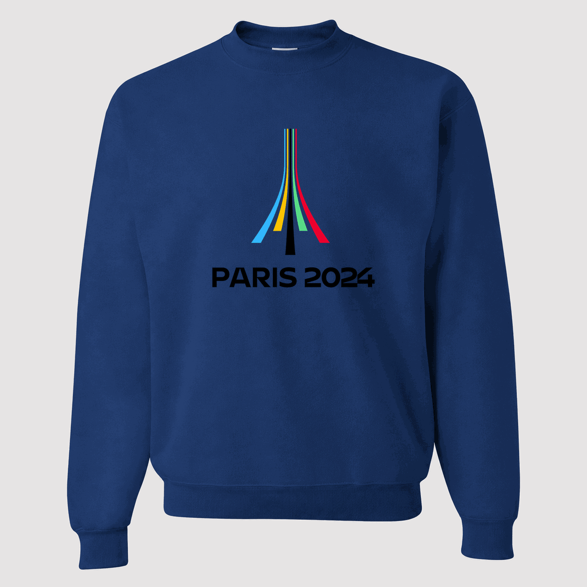 Men's Paris 2024 Olympics Black Logo Crewneck Sweatshirt - Blue