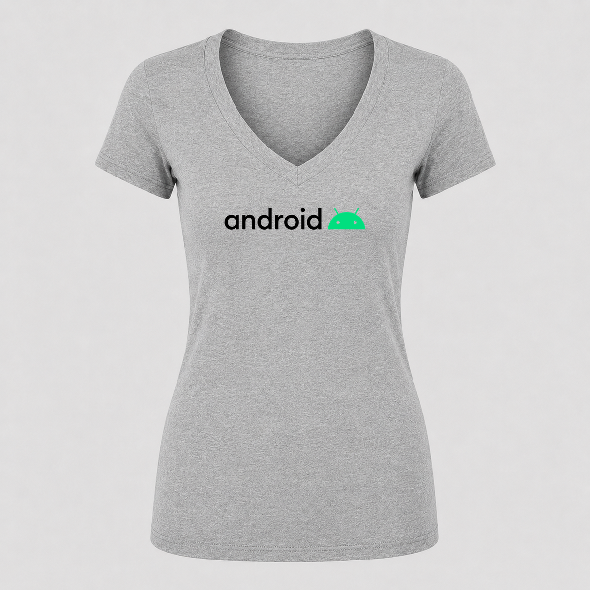 Women's Android V Neck T-Shirt in gray