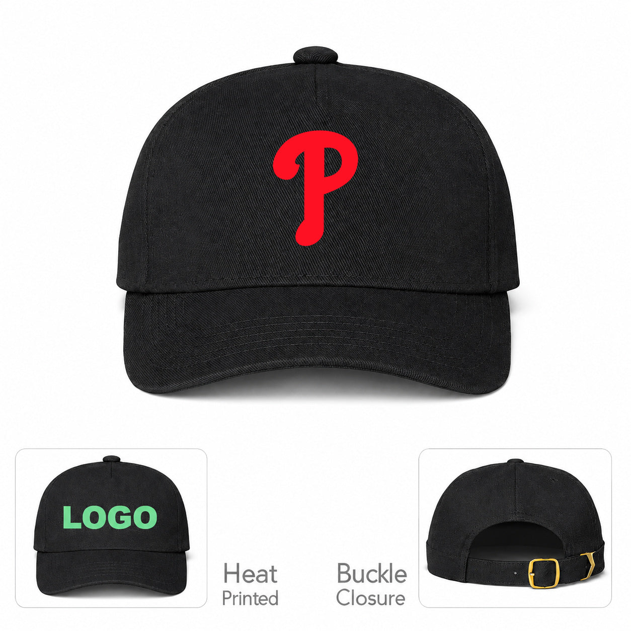 MLB Philadelphia Phillies Baseball Cap Hat - Black