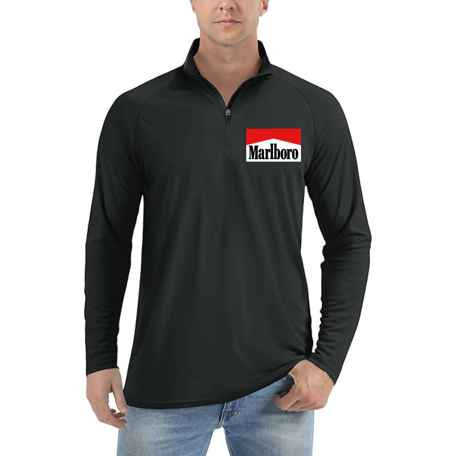 Marlboro Logo quarter-zip athletic shirt in Black
