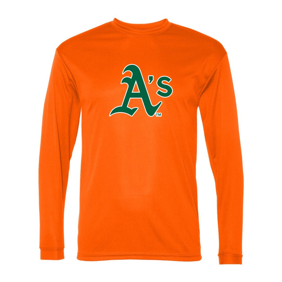 Men's Oakland Athletics Polyester Long Sleeve T-Shirt - Orange