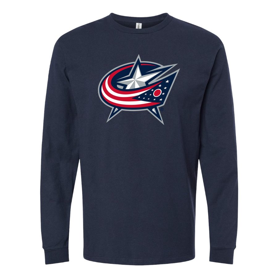Men's Columbus Blue Jackets Long sleeves Cotton Blend T-Shirt - Navy