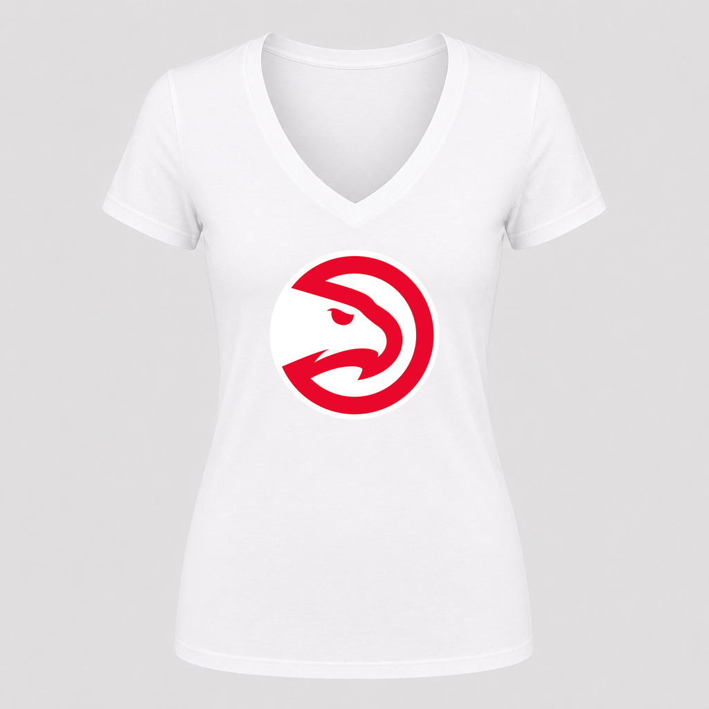 Women's Atlanta Hawks V Neck T-Shirt in white
