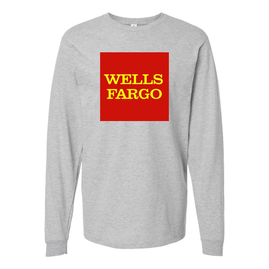 Men's wells-fargo-logo-transparent Long sleeves Cotton Blend T-Shirt - Gray