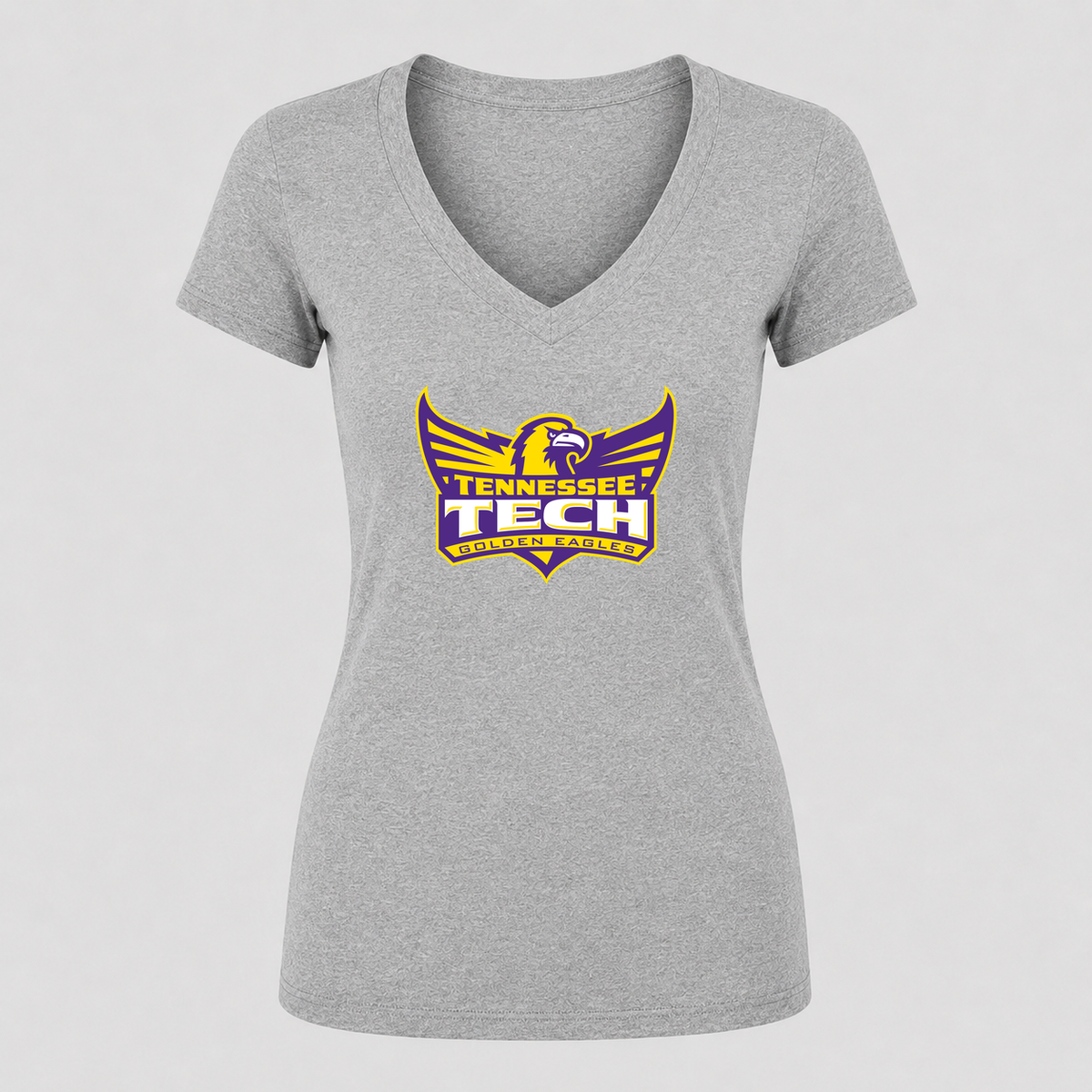 Women's Tennessee Tech Golden Eagles V Neck T-Shirt in gray