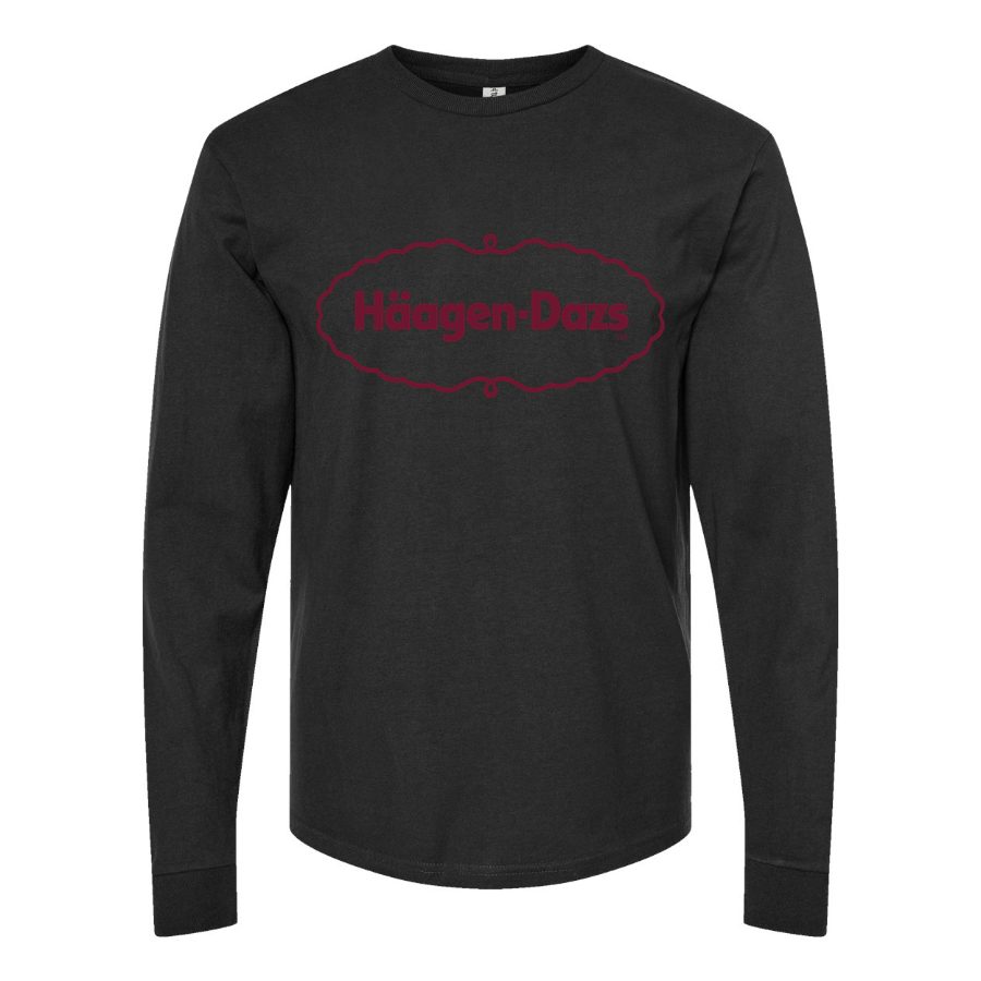 Men's Haagen-Datz-Logo-food-1536x864 Long sleeves Cotton Blend T-Shirt - Black