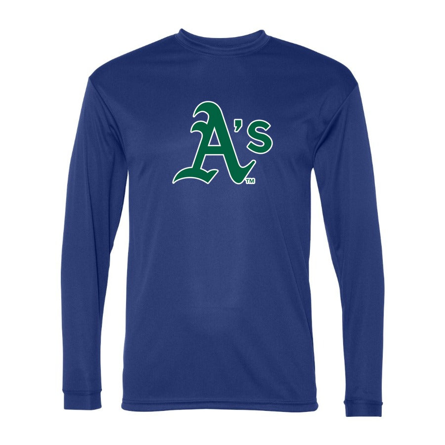Men's Oakland Athletics Polyester Long Sleeve T-Shirt - Blue
