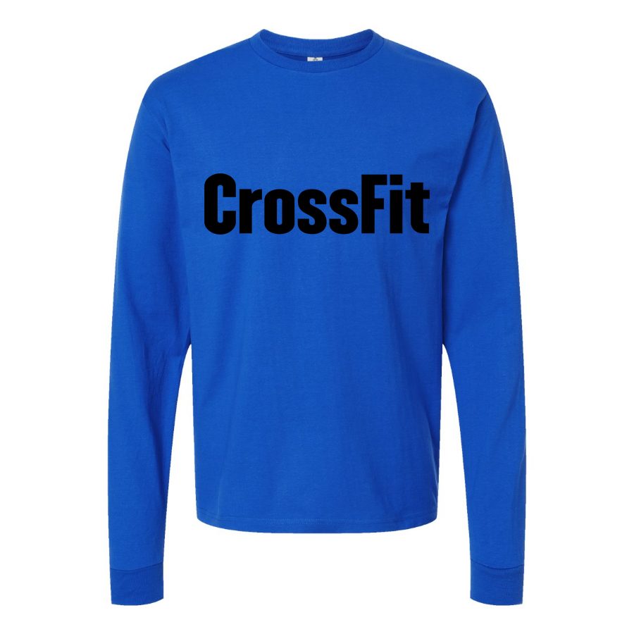 Men's CrossFit-Logo-1536x864 Long sleeves Cotton Blend T-Shirt - Blue