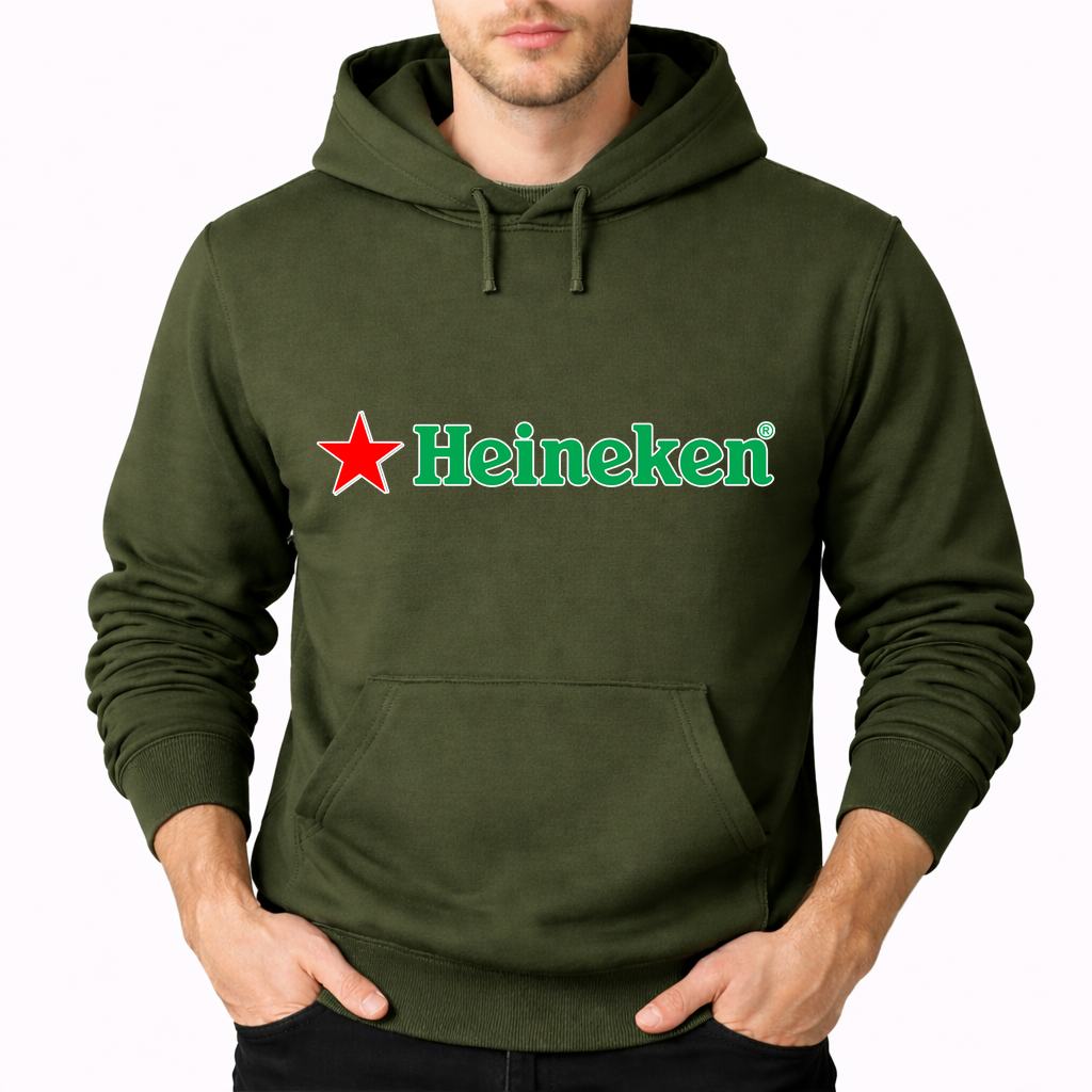 Men's Heineken Pullover Hoodie - Army Green