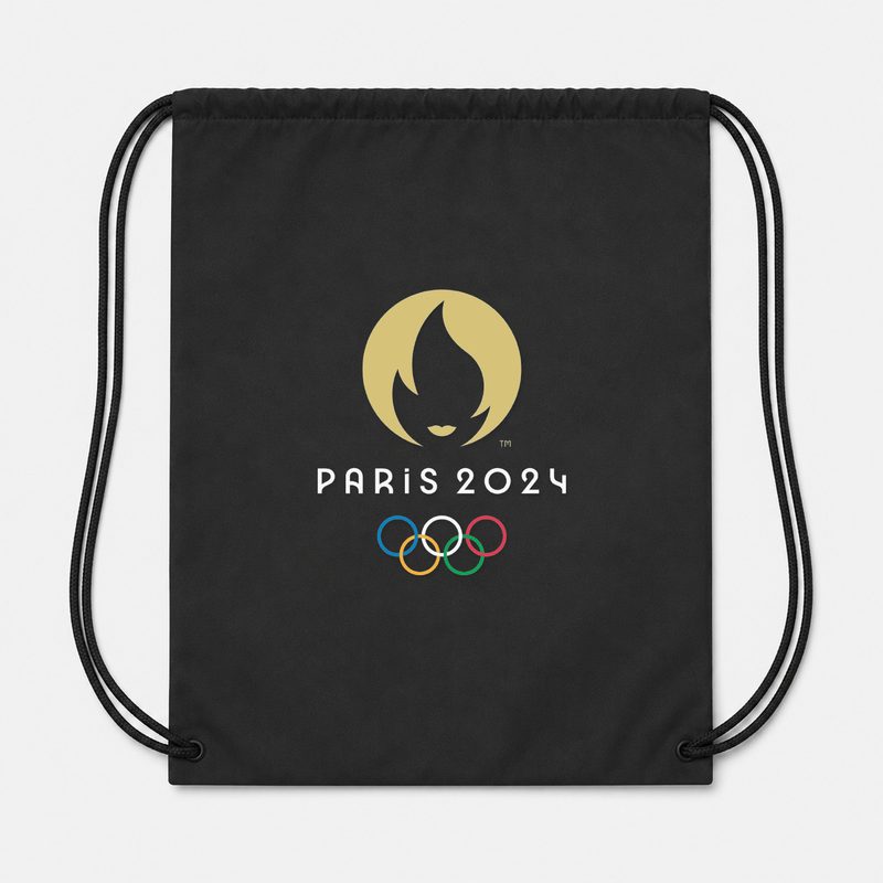 Olympics 2024 Paris White Drawstring Bag - Black