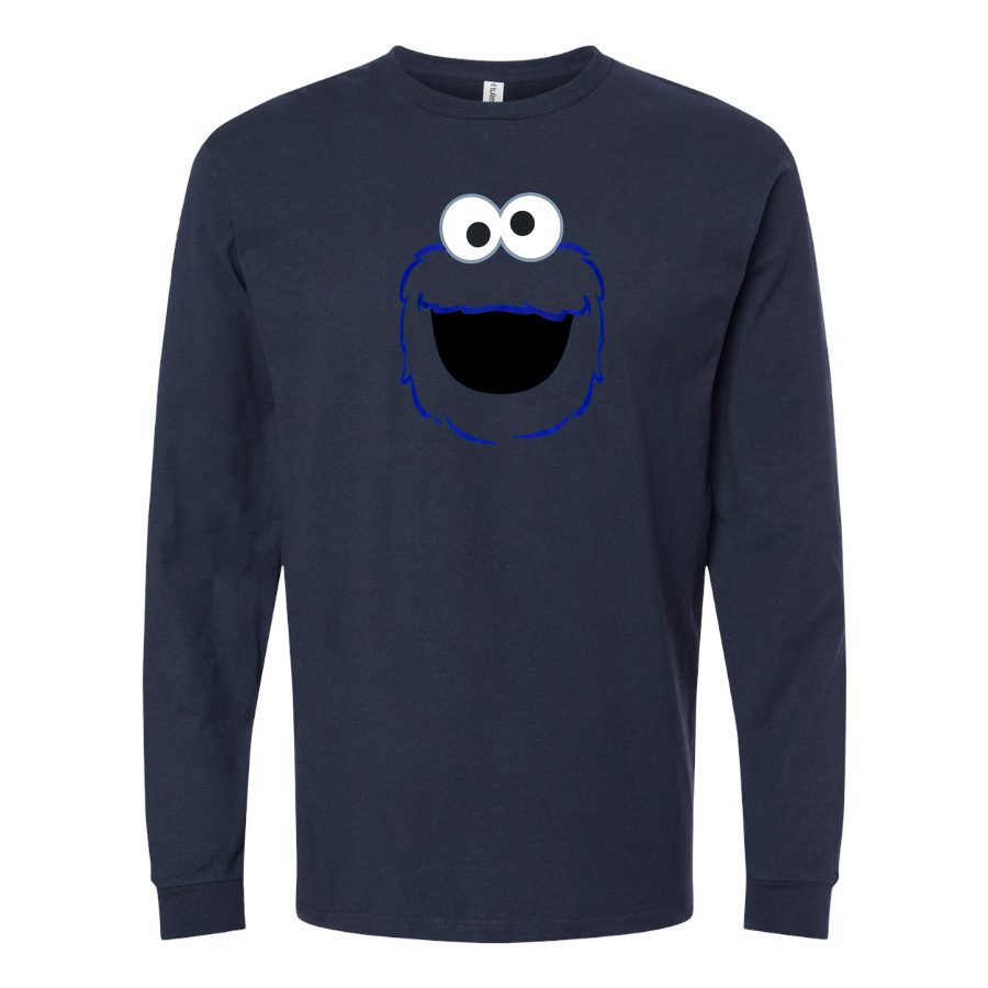 Men's Cookie Monster Long sleeves Cotton Blend T-Shirt - Navy