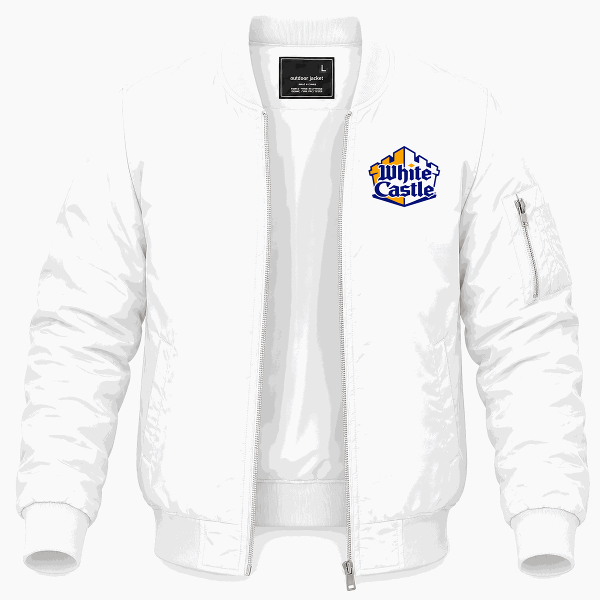 Men's White Castle Lightweight Bomber Jacket - White