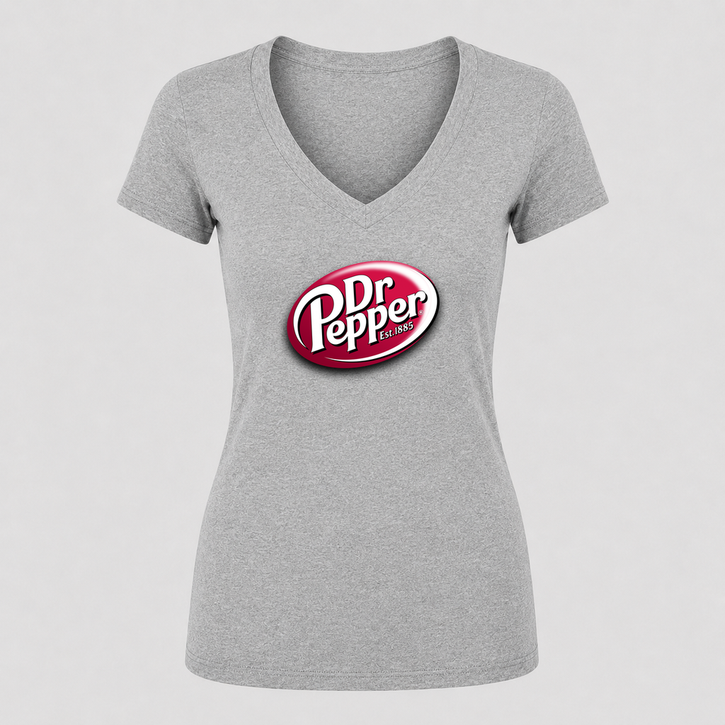 Women's Dr Pepper V Neck T-Shirt in gray