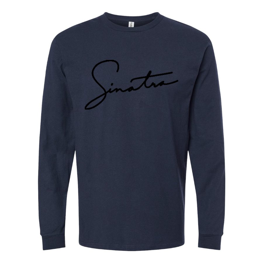 Men's Frank-Sinatra-Logo Long sleeves Cotton Blend T-Shirt - Navy