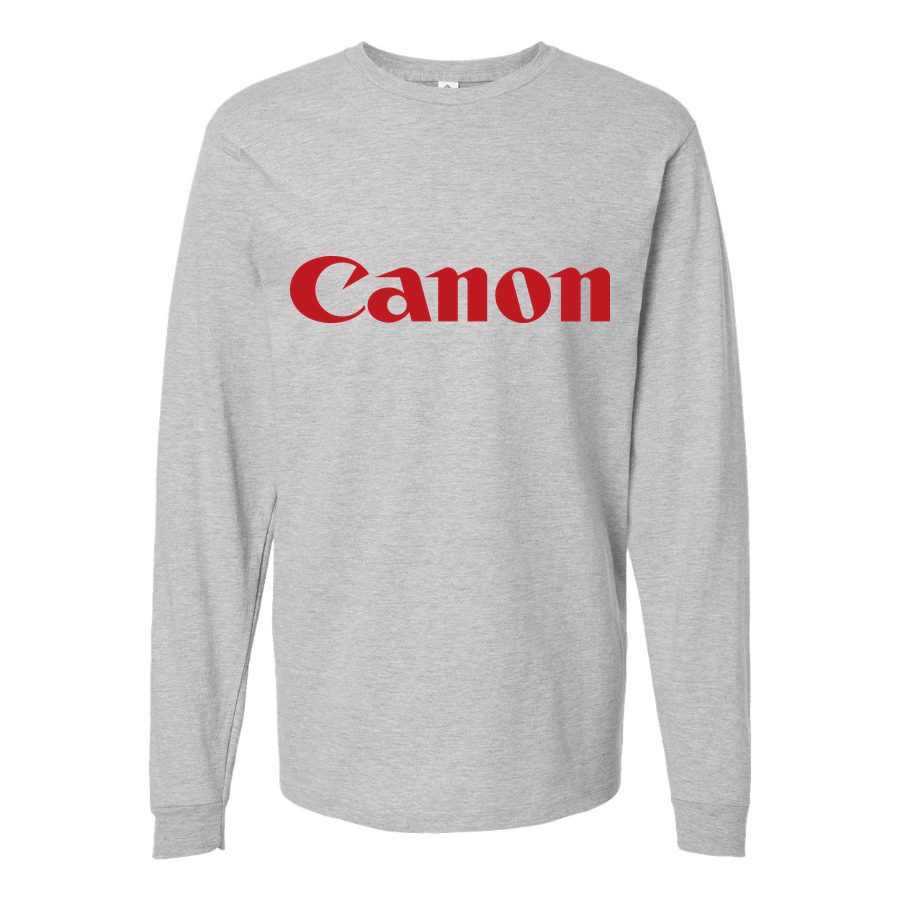 Men's canon-inc.-logo-png-transparent Long sleeves Cotton Blend T-Shirt - Gray
