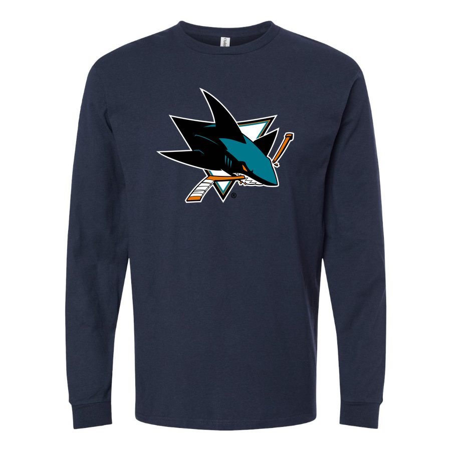 Men's San Jose Sharks Long sleeves Cotton Blend T-Shirt - Navy