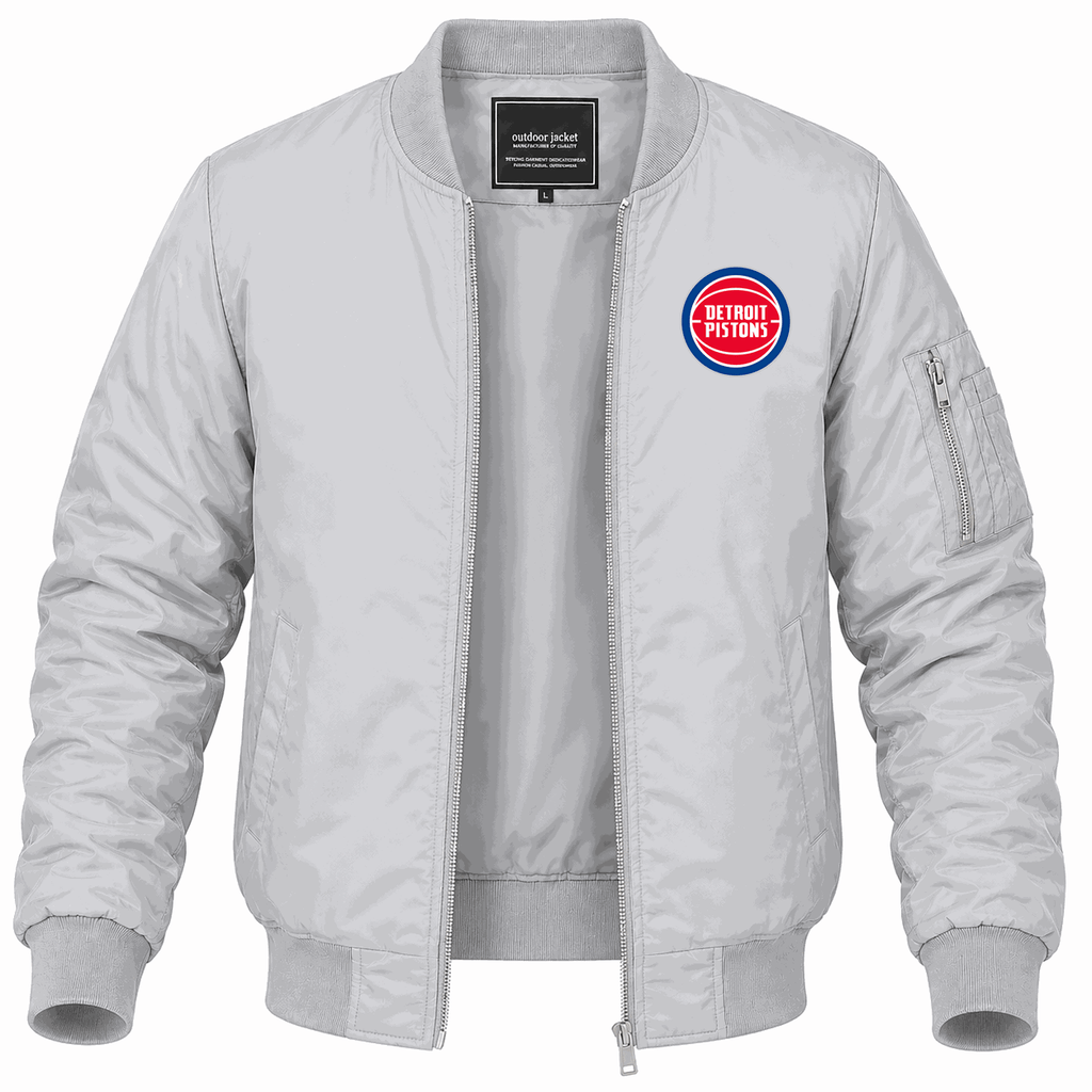 Men's Detroit Pistons Lightweight Bomber Jacket - Gray