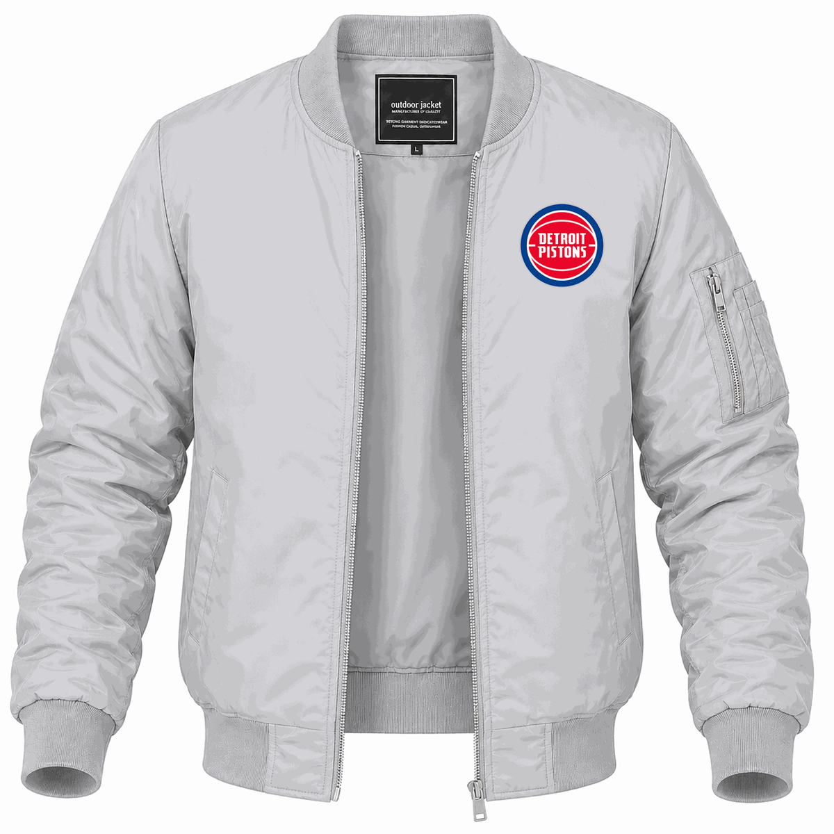 Men's Detroit Pistons Lightweight Bomber Jacket - Gray