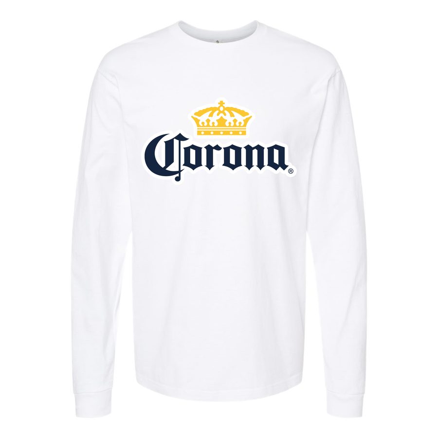 Men's Corona logo Long sleeves Cotton Blend T-Shirt - White