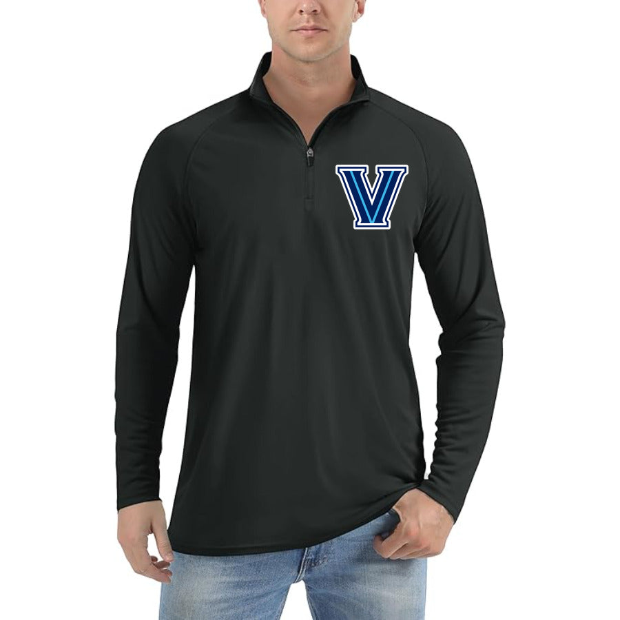 Villanova Wildcats Logo quarter-zip athletic shirt in Black