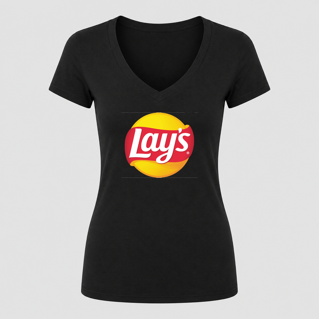 Women's Lay's V Neck T-Shirt in black