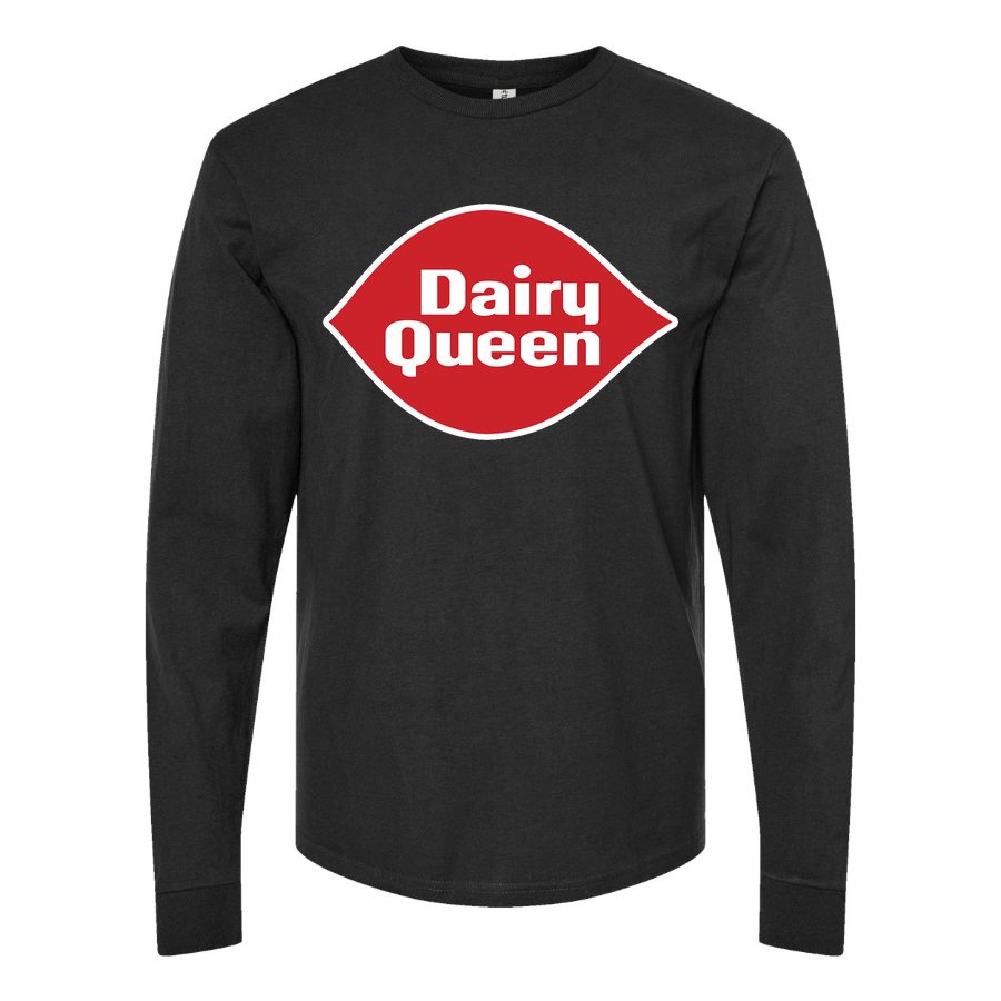 Men's dairy-queen-logo-png-transparent Long sleeves Cotton Blend T-Shirt - Black