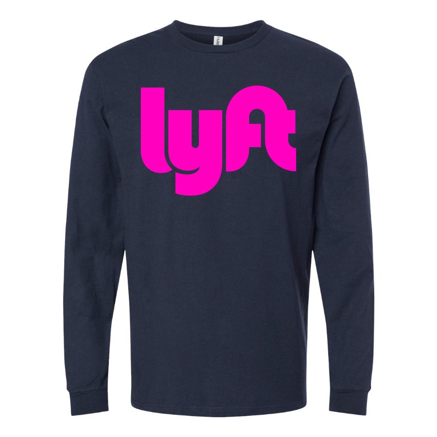 Men's Lyft pink Long sleeves Cotton Blend T-Shirt - Navy