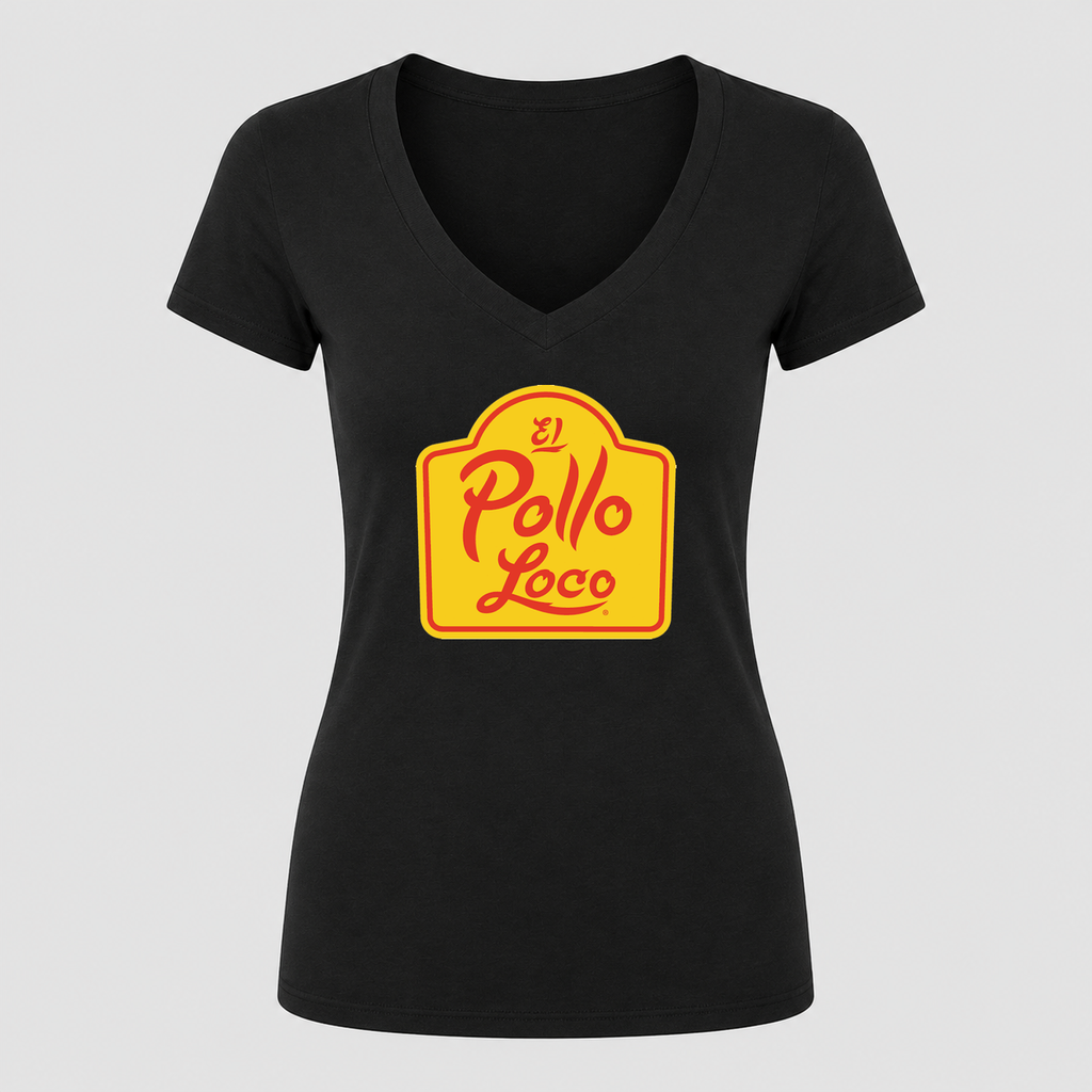 Women's El Pollo Loco V Neck T-Shirt in black