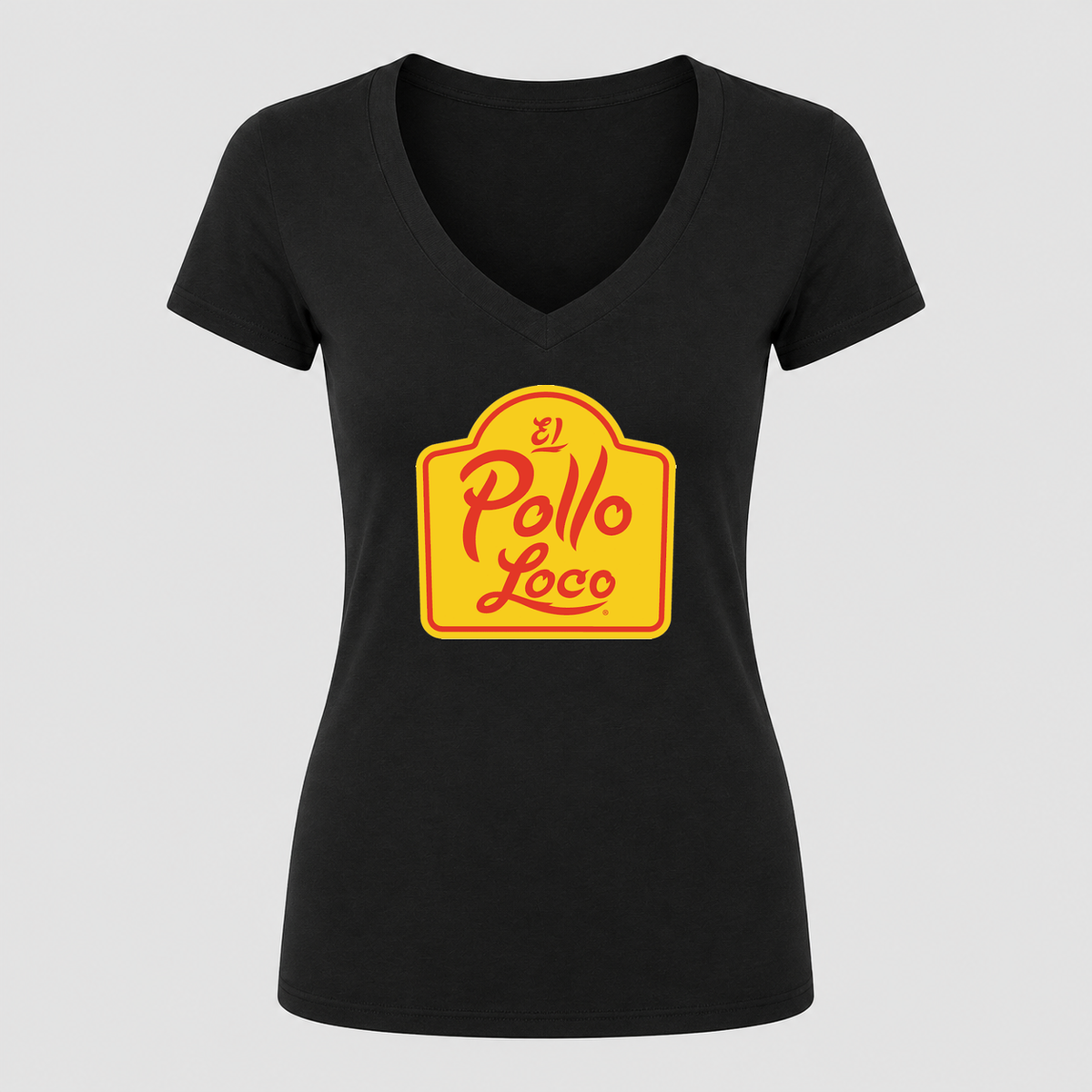 Women's El Pollo Loco V Neck T-Shirt in black