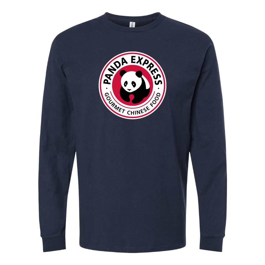 Men's panda-express-logo-1-logo-png-transparent Long sleeves Cotton Blend T-Shirt - Navy