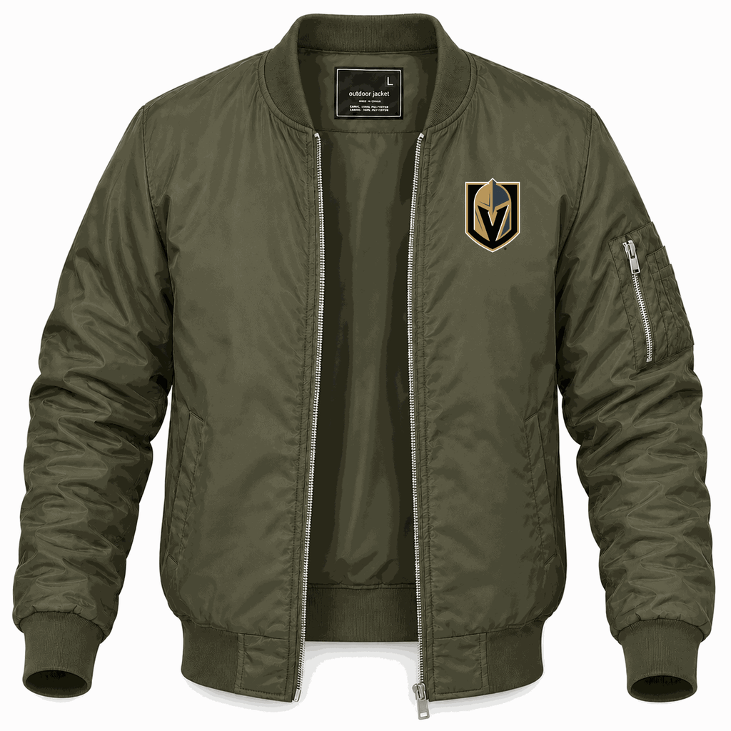 Men's Vegas Golden Knights Lightweight Bomber Jacket - Army Green