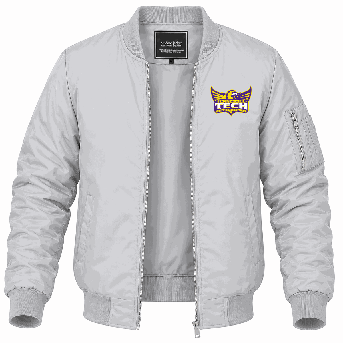 Men's Tennessee Tech Golden Eagles Logo Lightweight Bomber Jacket - Gray