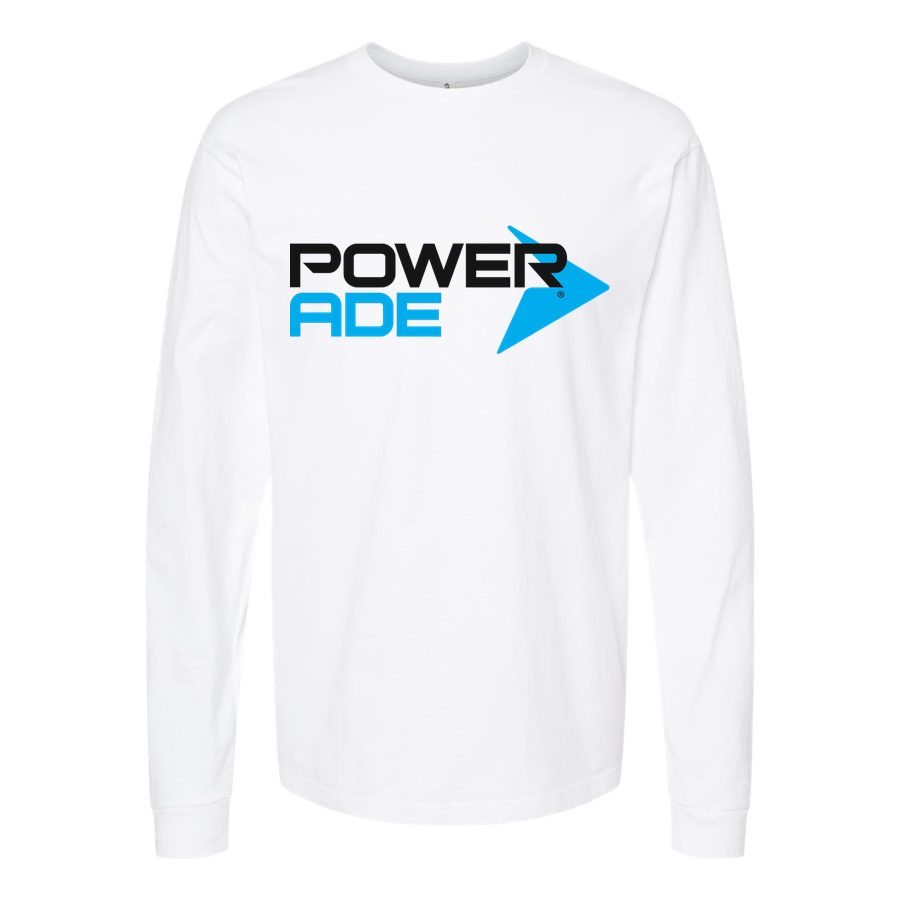 Men's Powerade logo Long sleeves Cotton Blend T-Shirt - White