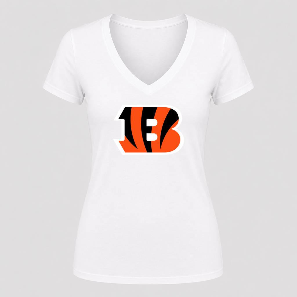 Women's Cincinnati Bengals V Neck T-Shirt in white
