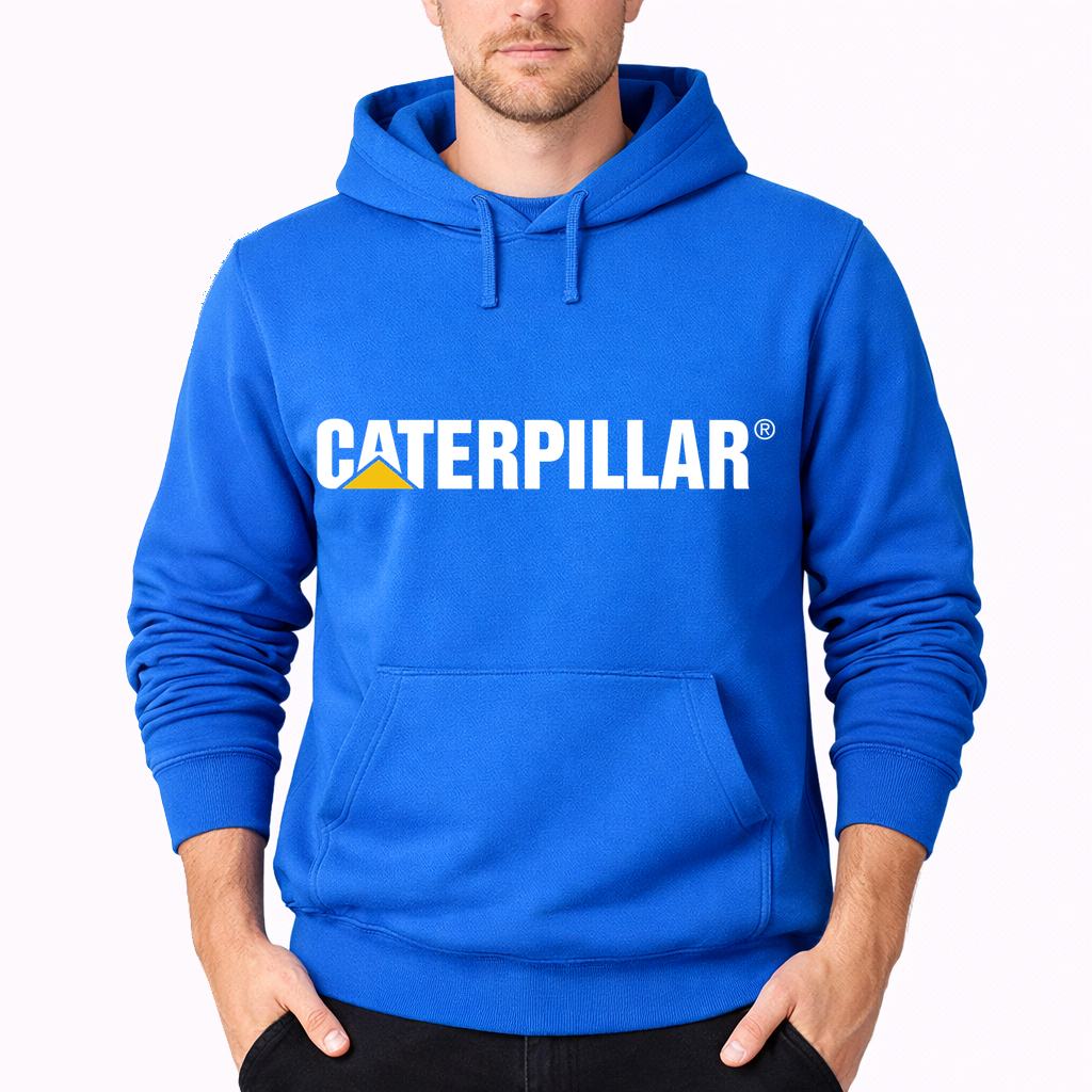 Men's Caterpillar White Pullover Hoodie - Azure