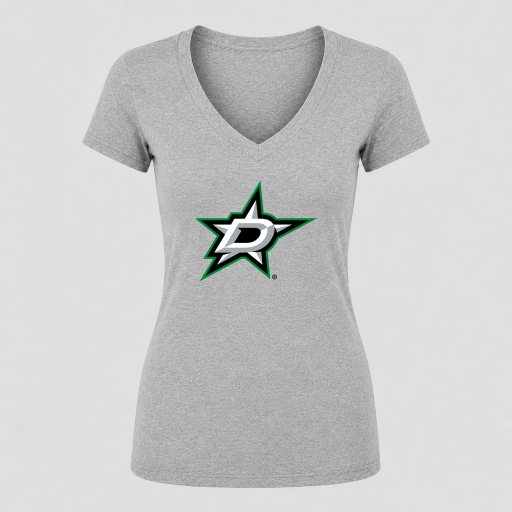 Women's Dallas Stars V Neck T-Shirt in gray