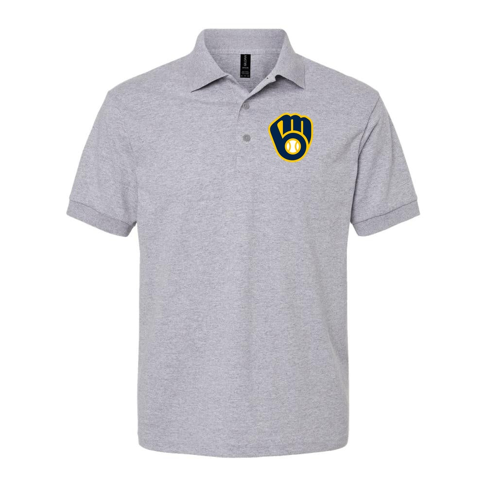 Men's Milwaukee Brewers Dry Blend Polo - Gray