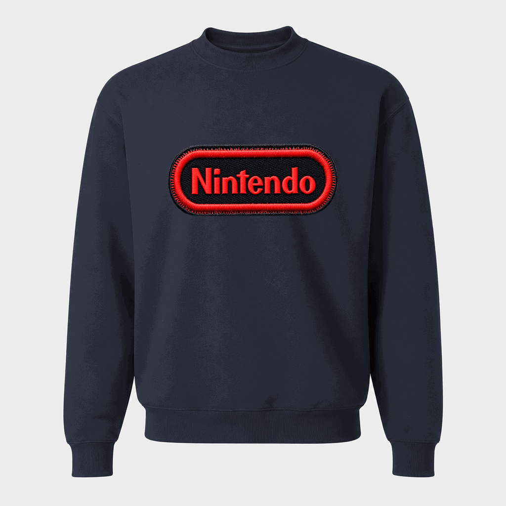 Men's Nintendo Embroidery Crewneck Sweatshirt - Navy