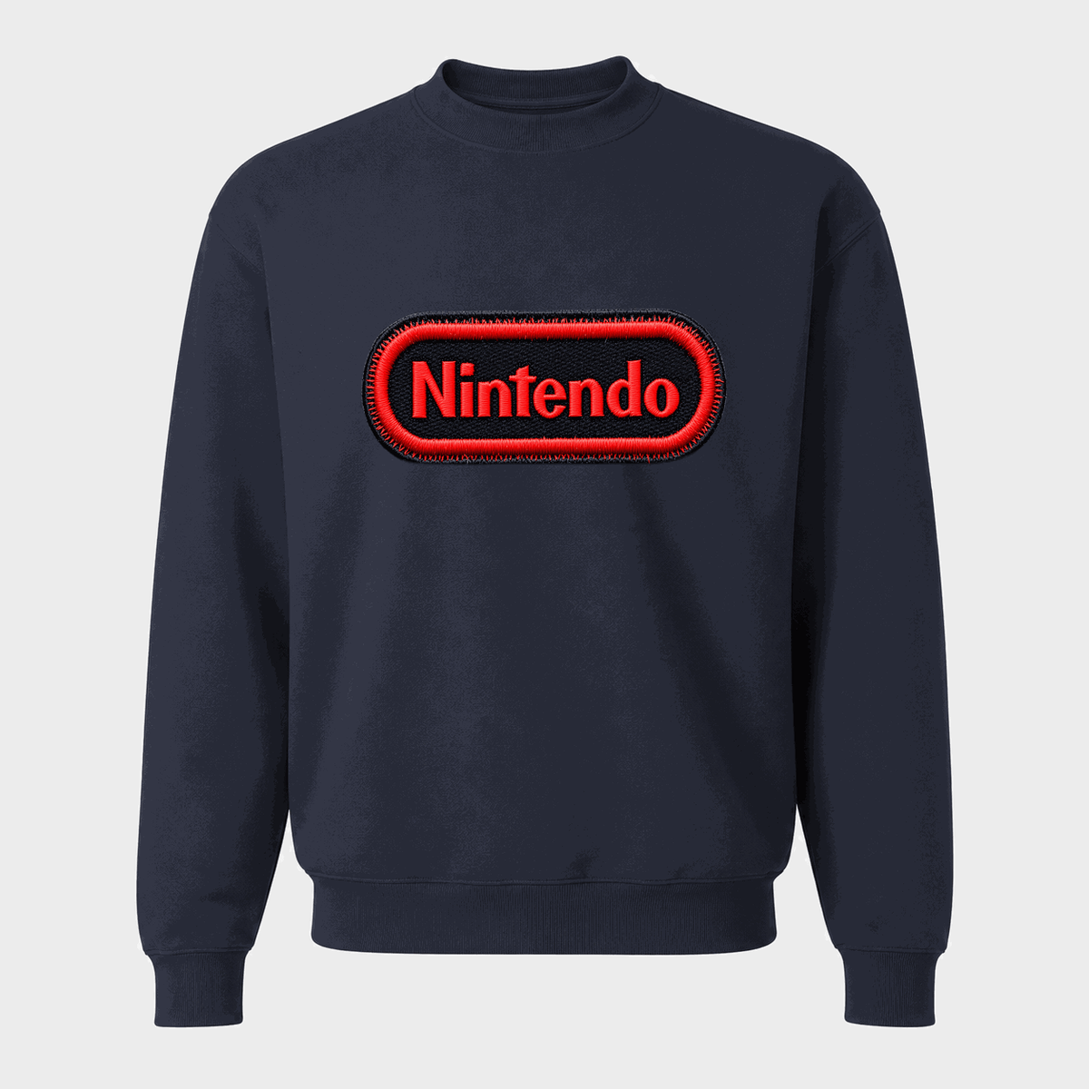 Men's Nintendo Embroidery Crewneck Sweatshirt - Navy