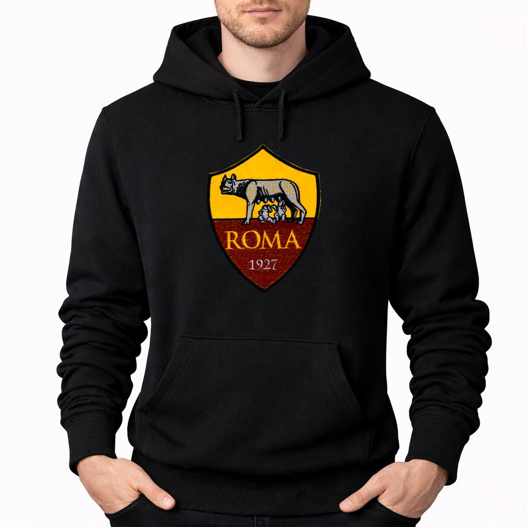 Men's AS Roma FC Pullover Hoodie - Black