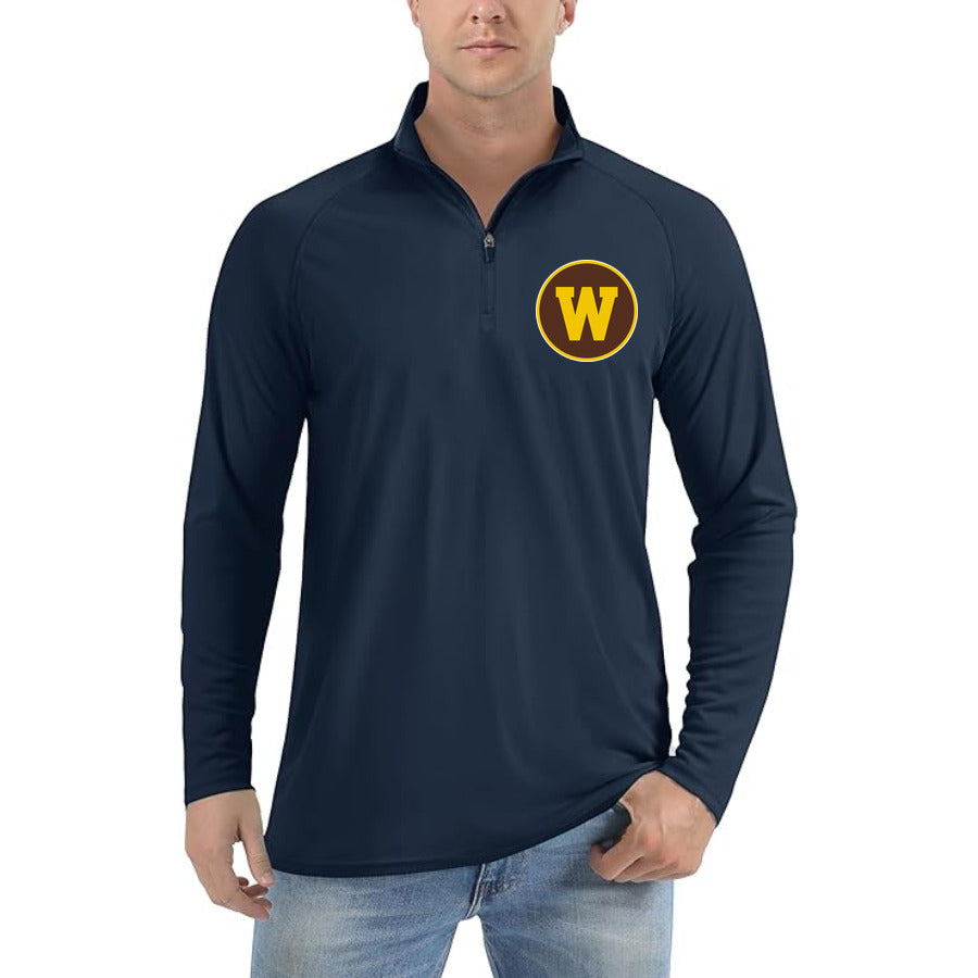 Western Michigan Broncos Logo quarter-zip athletic shirt in Navy