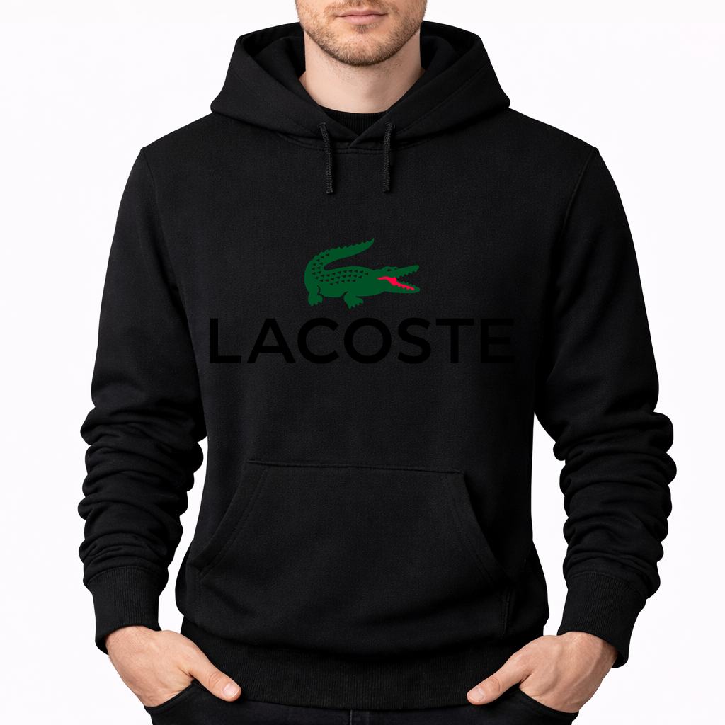 Men's Lacoste Pullover Hoodie - Black