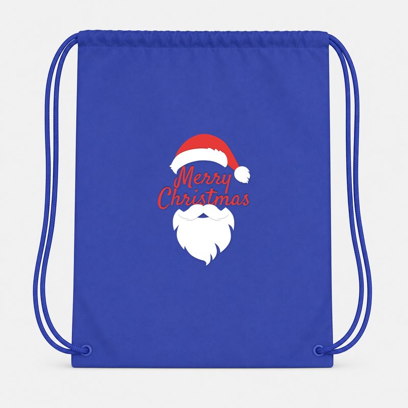 Merry Christmas Santa Drawstring Bag - Blue