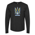 Men's Ukraine National Football Soccer Team Logo Long sleeves Cotton Blend T-Shirt - Black