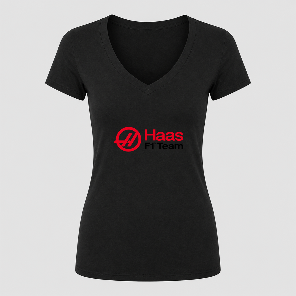 Women's Haas F1 Team V Neck T-Shirt in black