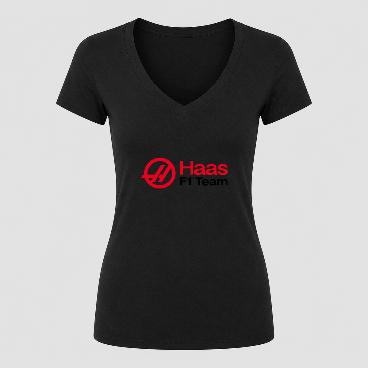 Women's Haas F1 Team V Neck T-Shirt in black